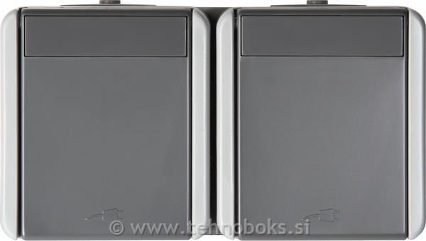 Vtičnica n/o FONTANA 2xšuko siva