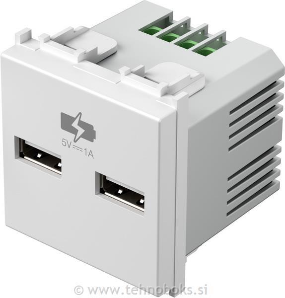 Vtičnica modul USB 5V/1A 2M beli
