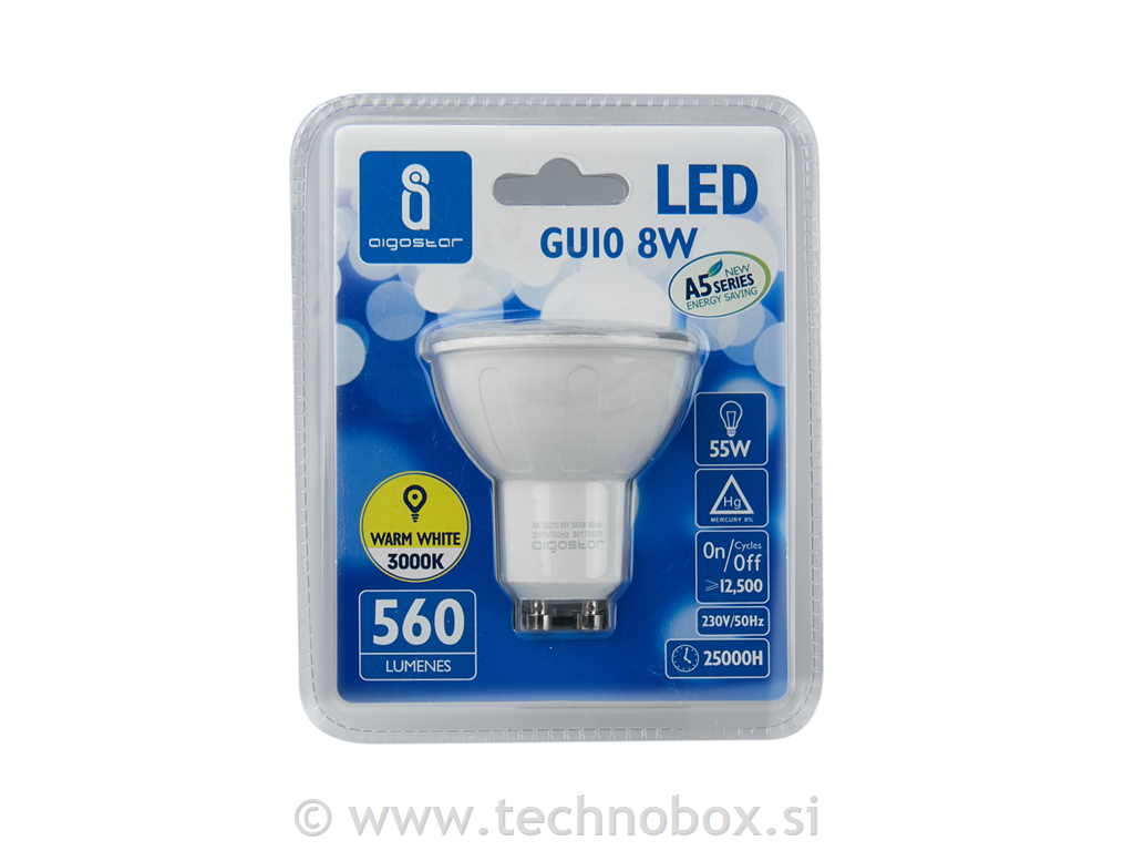 Žarnica LED GU10 8W 3000K