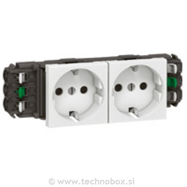 Vtičnica MOSAIC 2x šuko bela hitre sponk