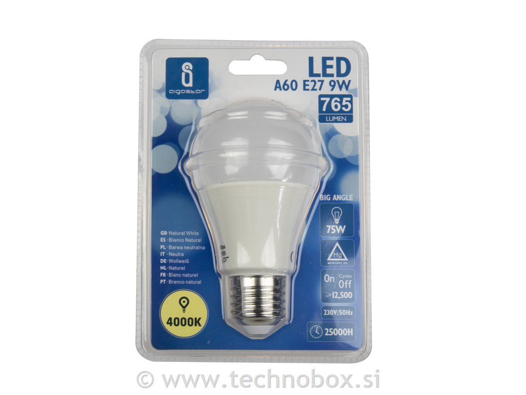 Žarnica LED E27 9W 4000K 820lm