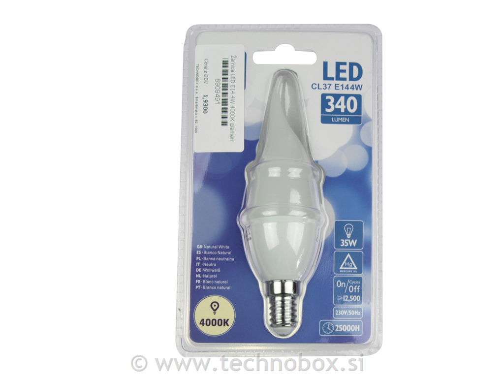 Žarnica LED E14 4W 4000K plamen