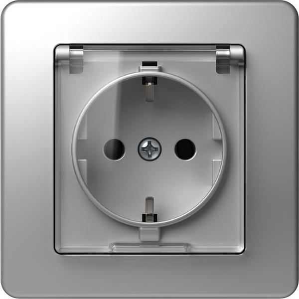 Vtičnica EKONOMIK srebrna s prozor. pok.