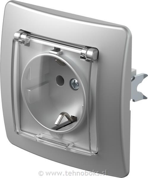 Vtičnica EKONOMIK srebrna s prozor. pok.