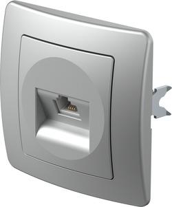 Vtičnica EKONOMIK telefonska RJ11 srebrn