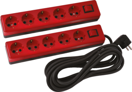 Podaljšek rde/črn 5 gnezd stika.brez vrv