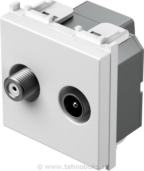 Vtičnica modul TV-SAT 2M - koax bela