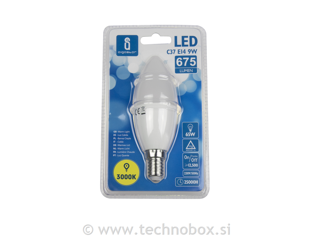 Žarnica LED E14 9W 3000K svečka