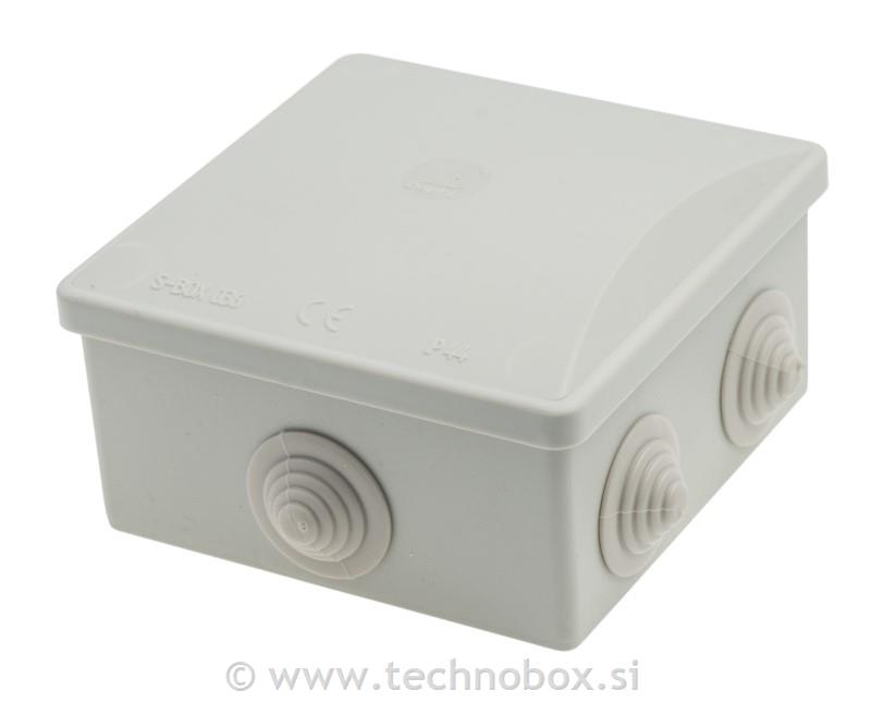 Doza N/O 80x80 klik z uvodnic. IP44 siva