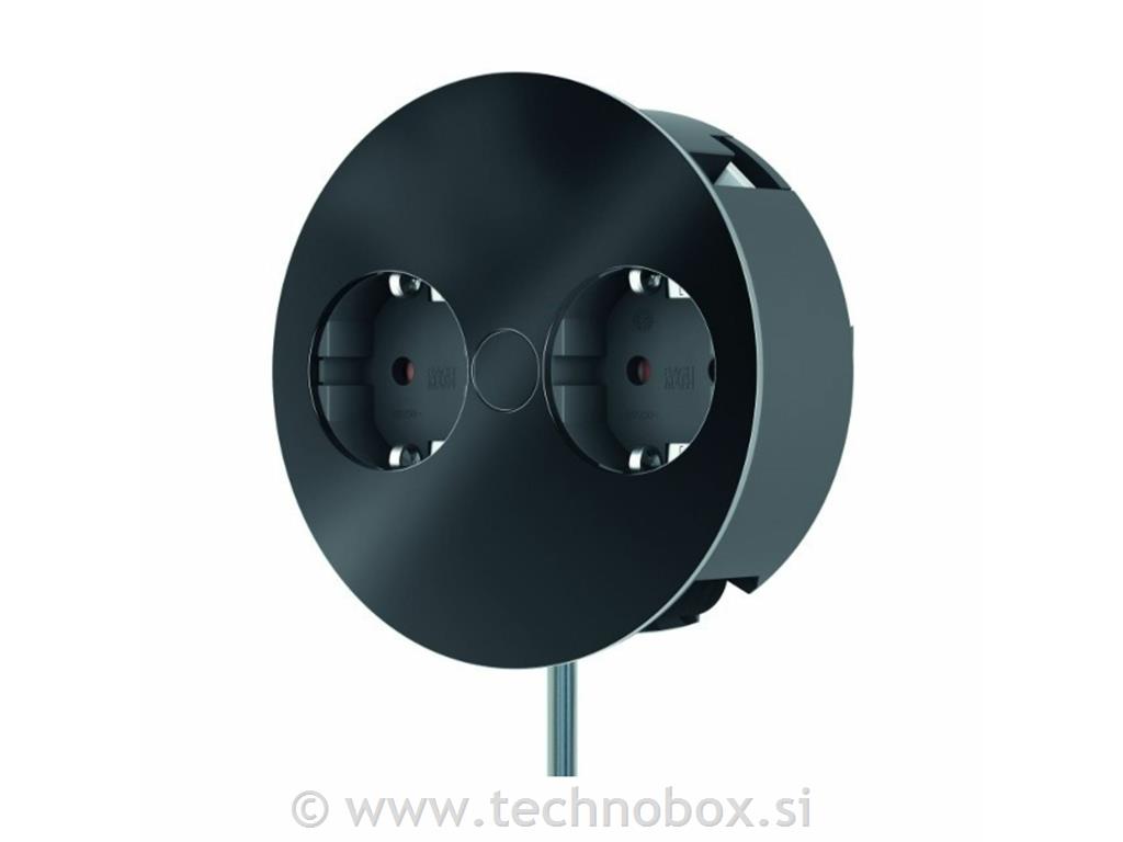 Vtičnica vgradna za pult 2x220V mat črna