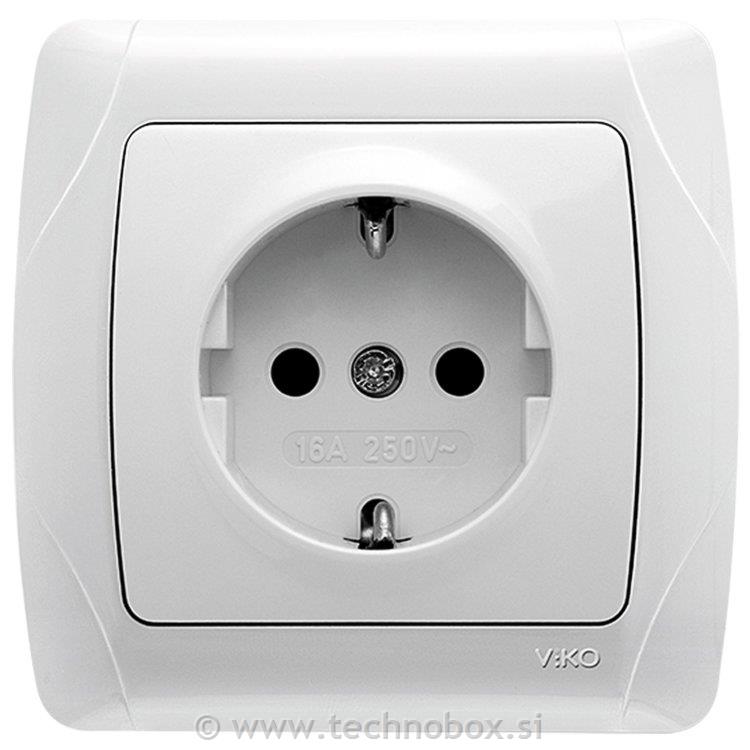 Vtičnica šuko enojna CARMEN p/o bela