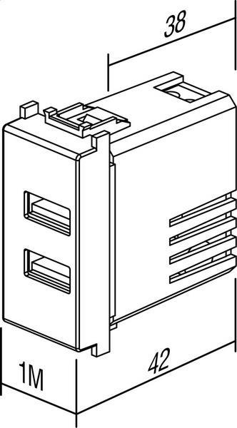 Vtičnica modul USB 5V/2,4A 1M 2xvtič bel