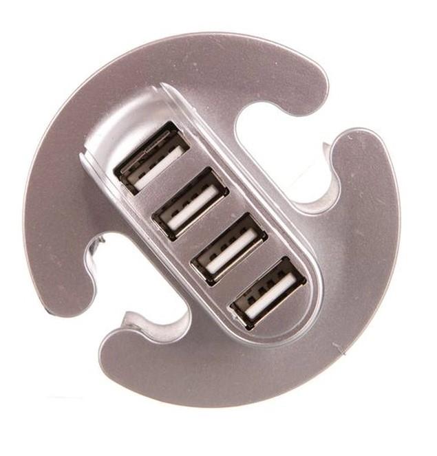 Potopni prikjuček 4x USB srebrni