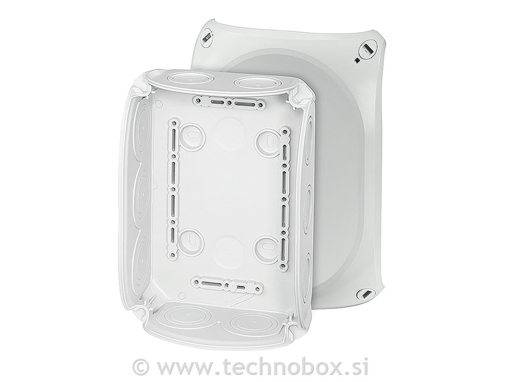 Doza N/O 180x130x77 IP66 z uvodnic.siva
