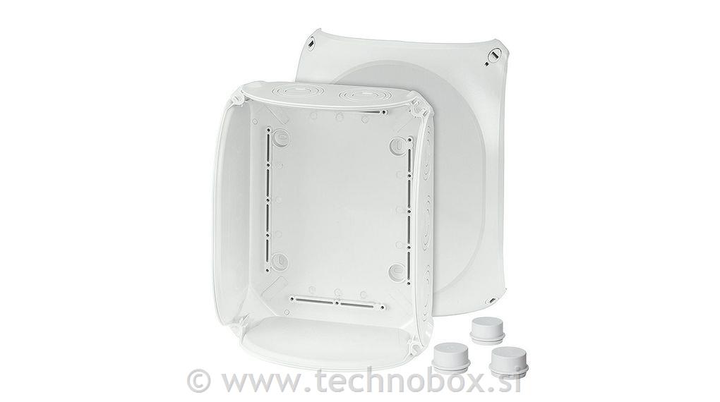Doza N/O 255x205x112 IP66 z uvodnic.siva