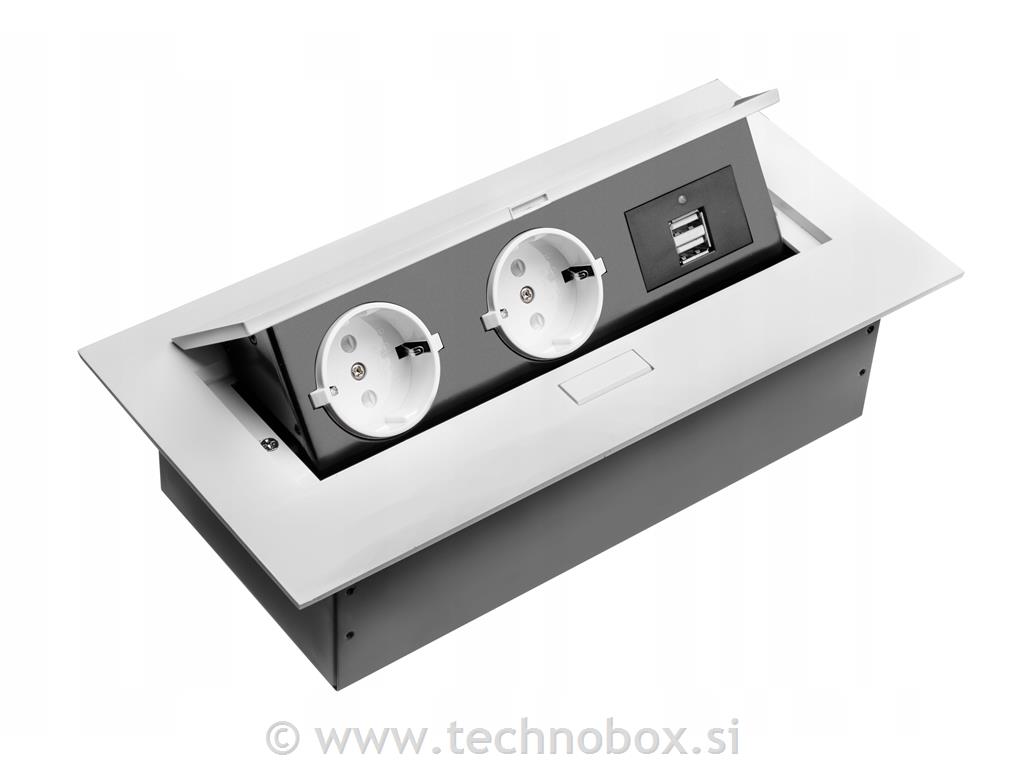 Namizna doza 2xšuko 2XUSB vtič. bela