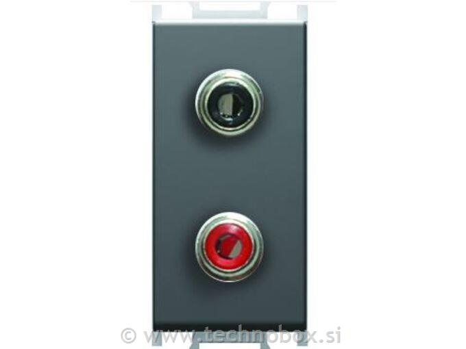 Vtičnica modul AUDIO 2xRCA 1M črna