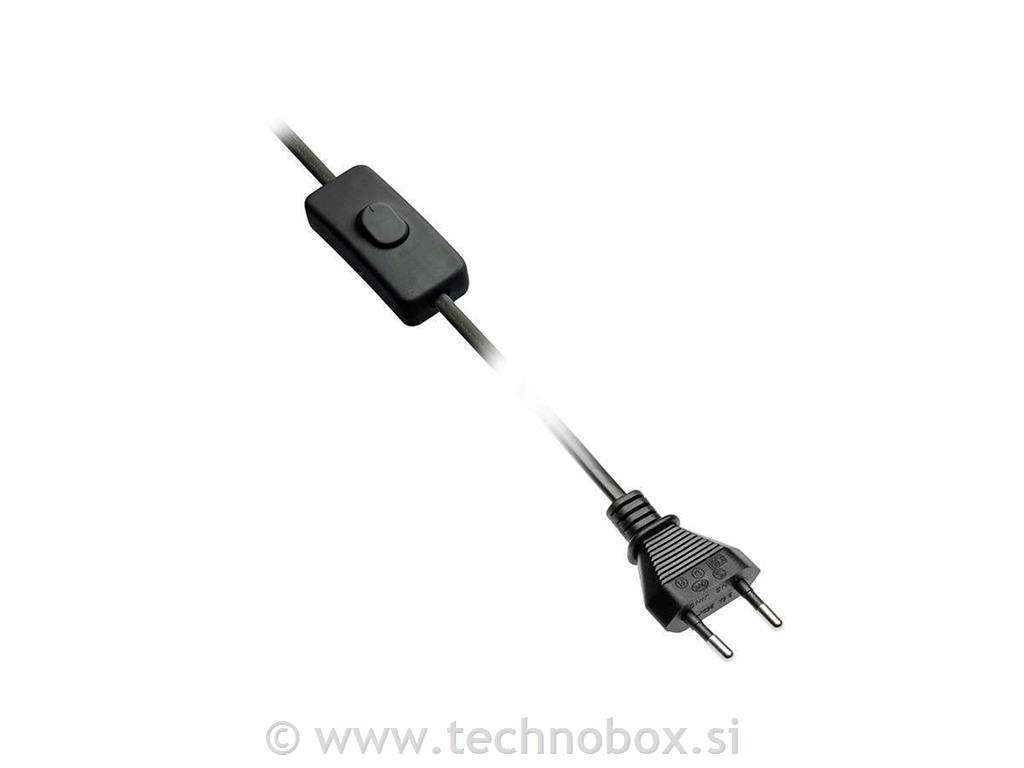 Vrvica priključna 2x0,75/2m črna stikalo