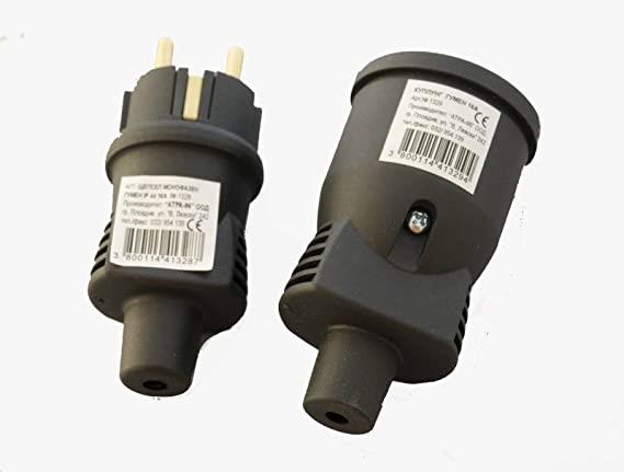 Vtikač šuko gumi IP44 črn