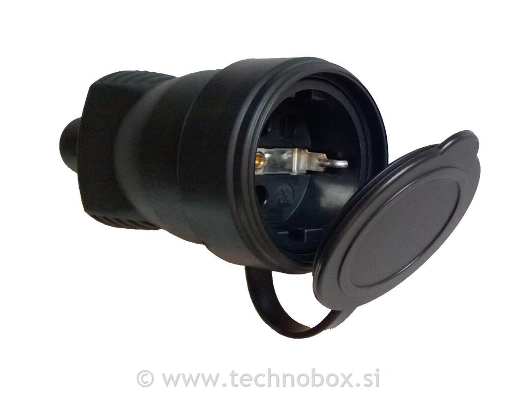 Vtičnica šuko gumi IP44 črn