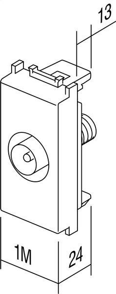 Vtičnica modul TV 1M - koax 0 db bela