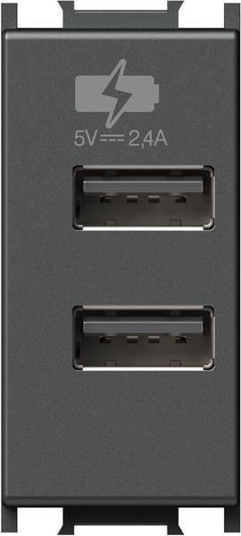 Vtičnica modul USB 5V/2,4A 1M 2xvtič ant