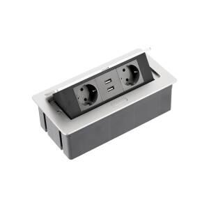 Namizna doza 2xšuko 2XUSB vtič.alu