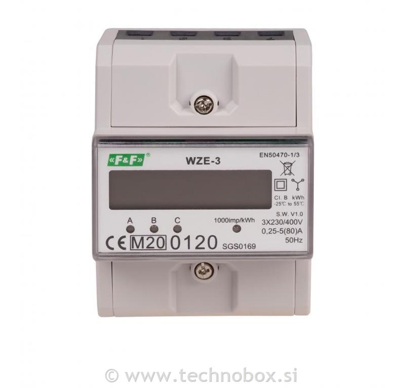 Števec 3F 1T 80A za din letev LCD 4M