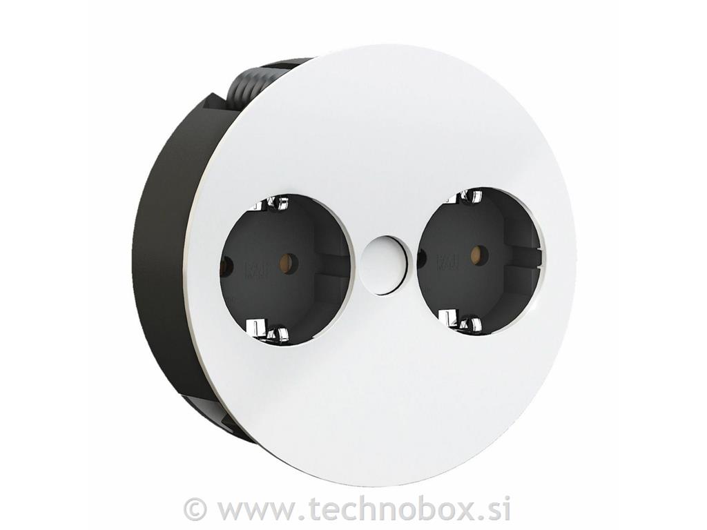 Vtičnica vgradna za pult 2x220V mat bela
