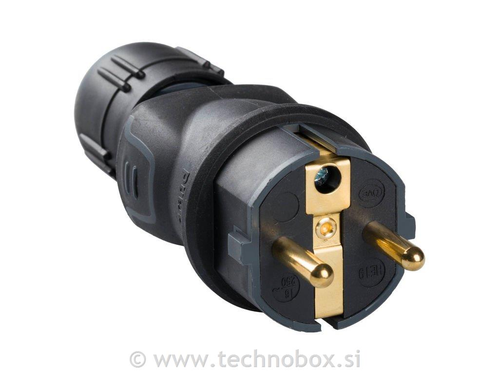 Vtikač šuko gumi z uvodnico IP67