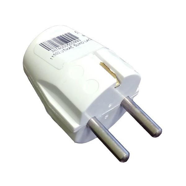 Šuko vtikač ravni bakelit beli EKVA11502