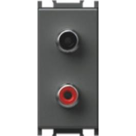 Vtičnica modul AUDIO 2xRCA 1M antracit