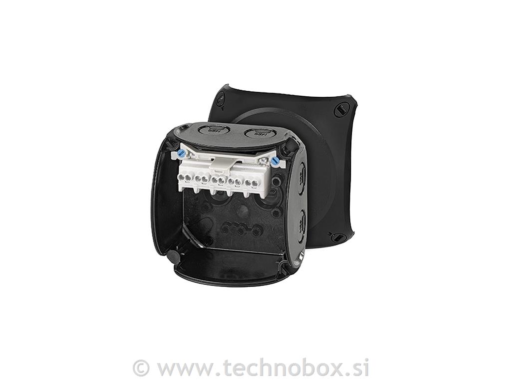 Doza N/O 93x93x65 IP66 z uvodnic črna