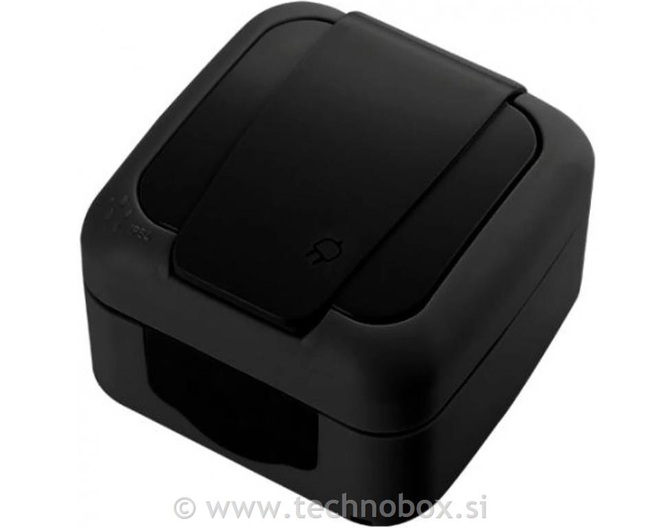 Vtičnica šuko VIKO N/O 16A črna