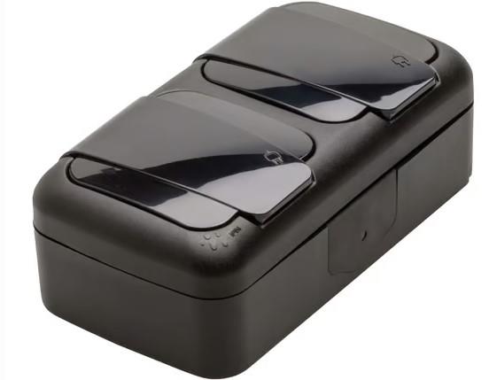 Vtičnica dvojna šuko VIKO N/O 16A črna