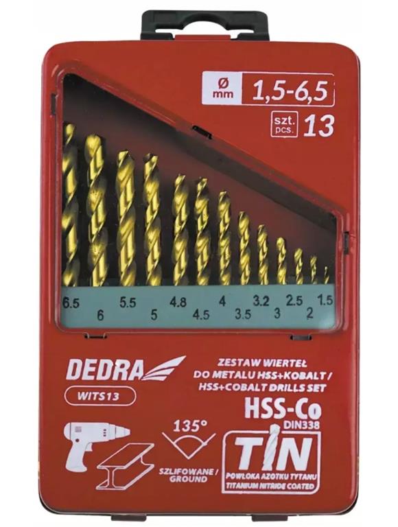 Komplet 13svedrov kovino HSS+COBALT+TIN