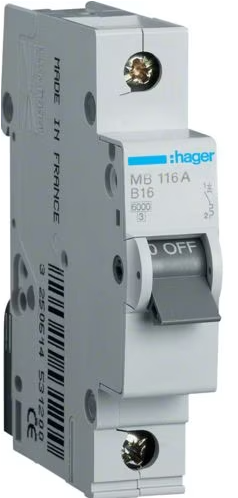 Varovalka avt. HAGER B 16A 1P MB116A