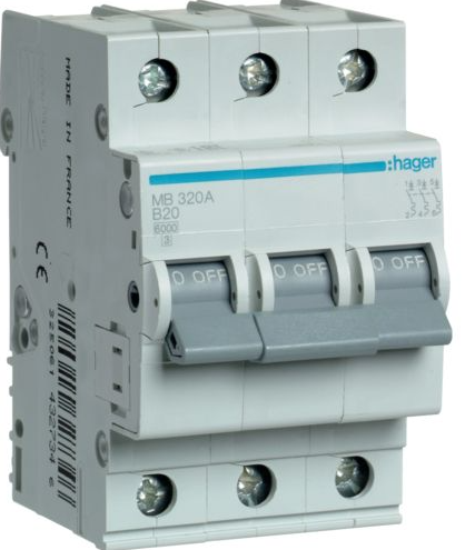 Varovalka avt. HAGER B 20A 3P MB320A