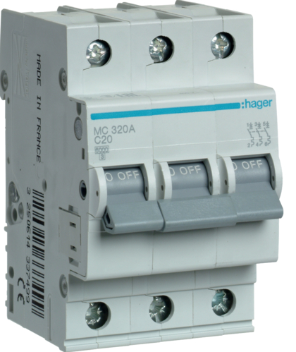 Varovalka avt. HAGER C 20A 3P MC320A
