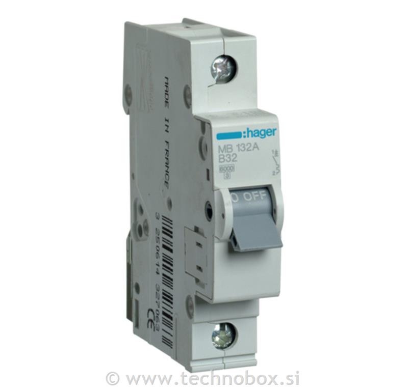 Varovalka avt. HAGER B 32A 1P MB132A