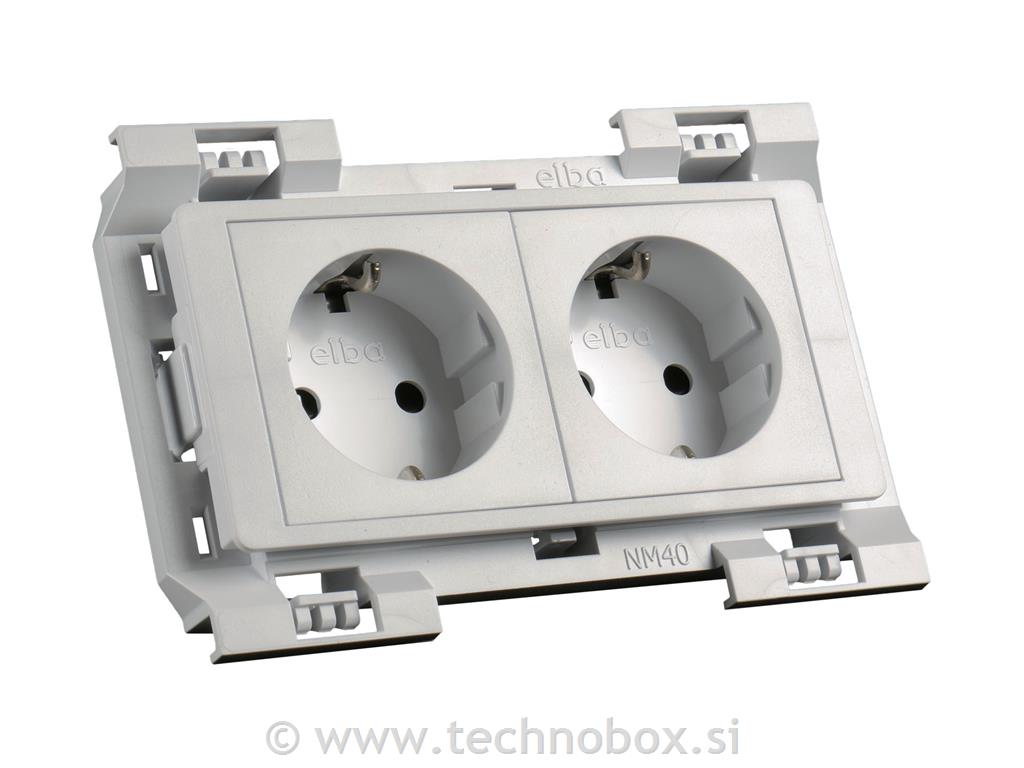 Vtičnica AT mod SET 2xšuko 4M siva