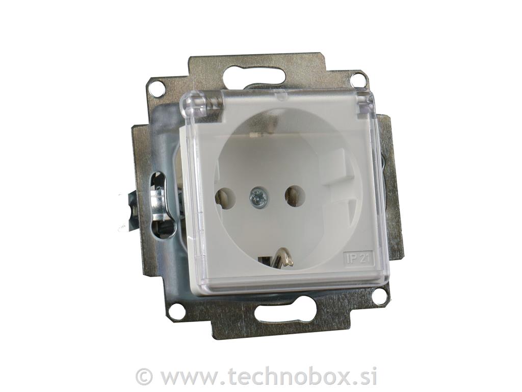 Vtičnica s prozornim pokrovom bela