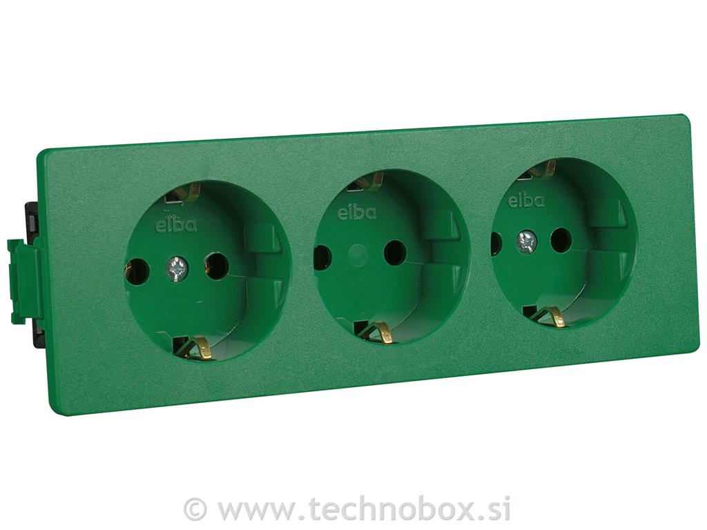 Vtičnica šuko AT 3x320V zelena