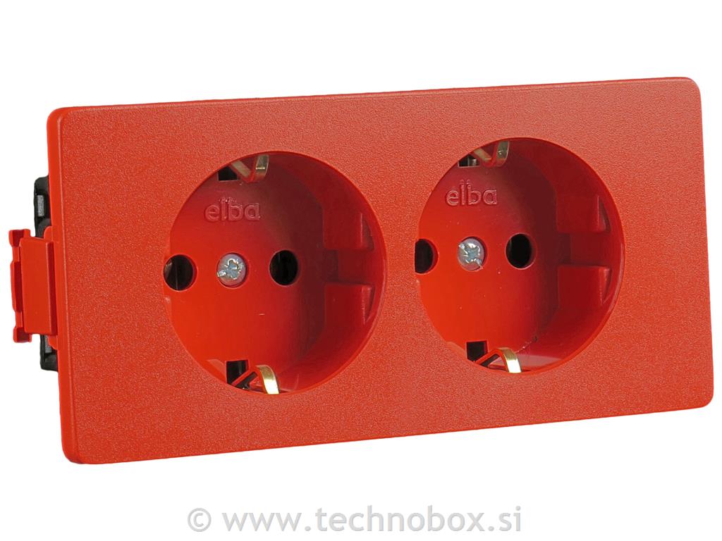 Vtičnica šuko AT 2x320V rdeča