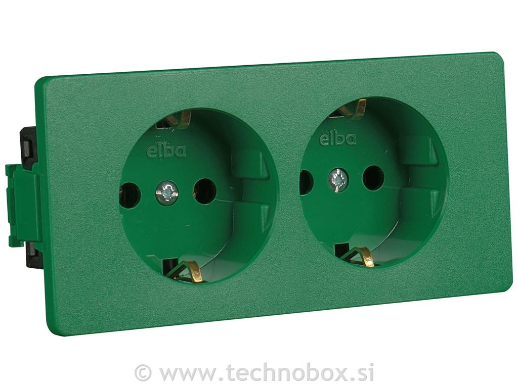 Vtičnica šuko AT 2x320V zelena