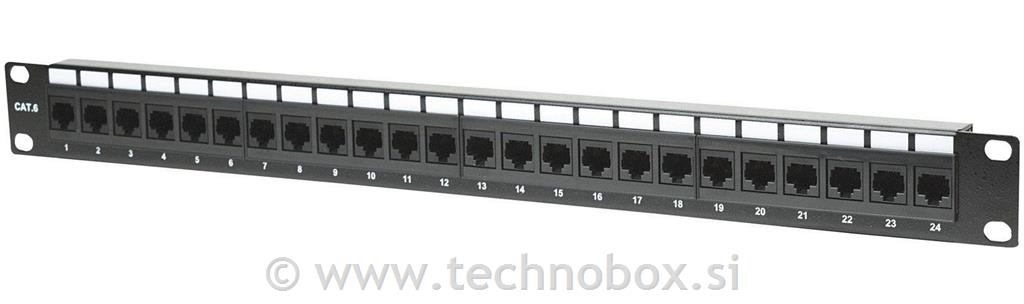 Panel 24 port CAT6 UTP 48cm (19") črn