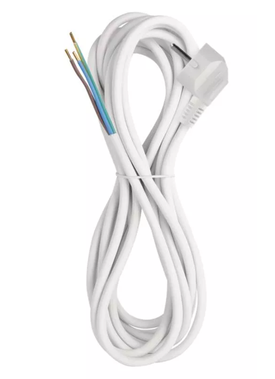 Vrvica priključna PVC 3x1,5mm bela 5M