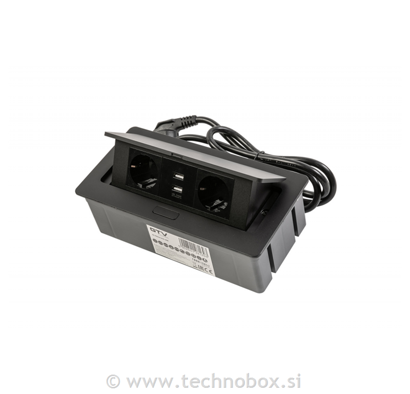 Doza namizna 2xšuko 2XUSB črna