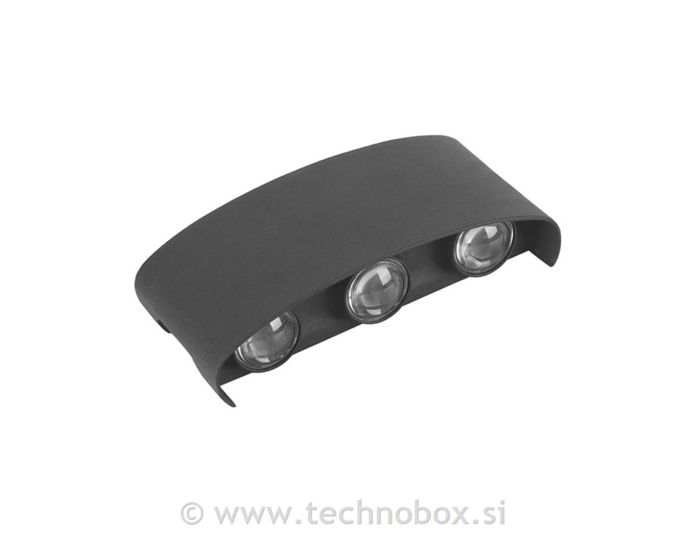 Svetilka LED stenska 6x1W IP65 antracit