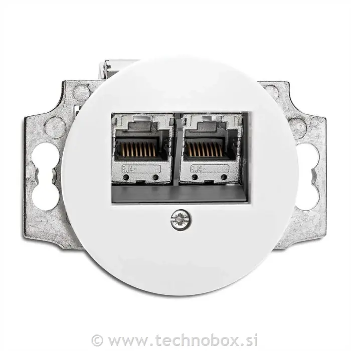 Vtičnica p/o 2xRJ45 Cat.6a porcelan bela